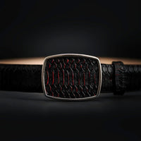 Python Snakeskin Print Western Belt with Removable Buckle - Black Cherry - OriginalWestern.com