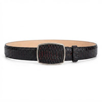 Python Snakeskin Print Western Belt with Removable Buckle - Black Cherry - OriginalWestern.com