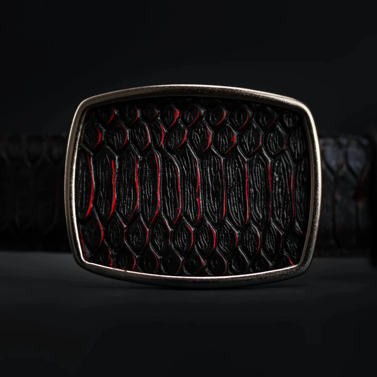 Python Snakeskin Print Western Belt with Removable Buckle - Black Cherry - OriginalWestern.com