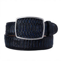 Python Snakeskin Print Western Belt with Removable Buckle - Blue - OriginalWestern.com