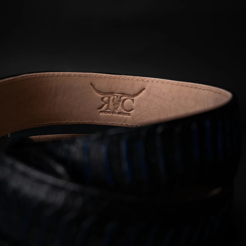 Python Snakeskin Print Western Belt with Removable Buckle - Blue - OriginalWestern.com