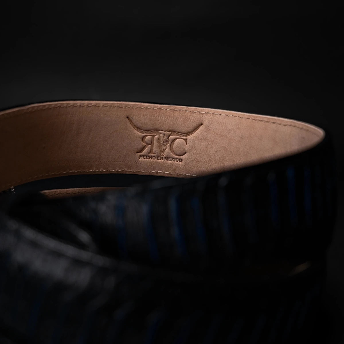 Python Snakeskin Print Western Belt with Removable Buckle - Blue - OriginalWestern.com