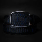 Python Snakeskin Print Western Belt with Removable Buckle - Blue - OriginalWestern.com