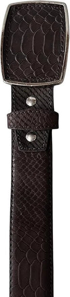 Python Snakeskin Print Western Belt with Removable Buckle - Brown - OriginalWestern.com