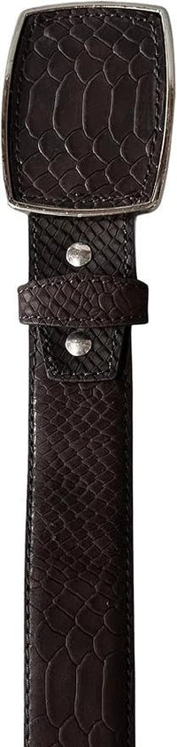 Python Snakeskin Print Western Belt with Removable Buckle - Brown - OriginalWestern.com