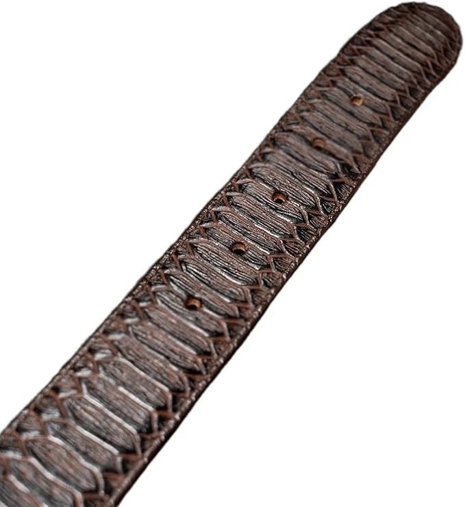 Python Snakeskin Print Western Belt with Removable Buckle - Brown - OriginalWestern.com