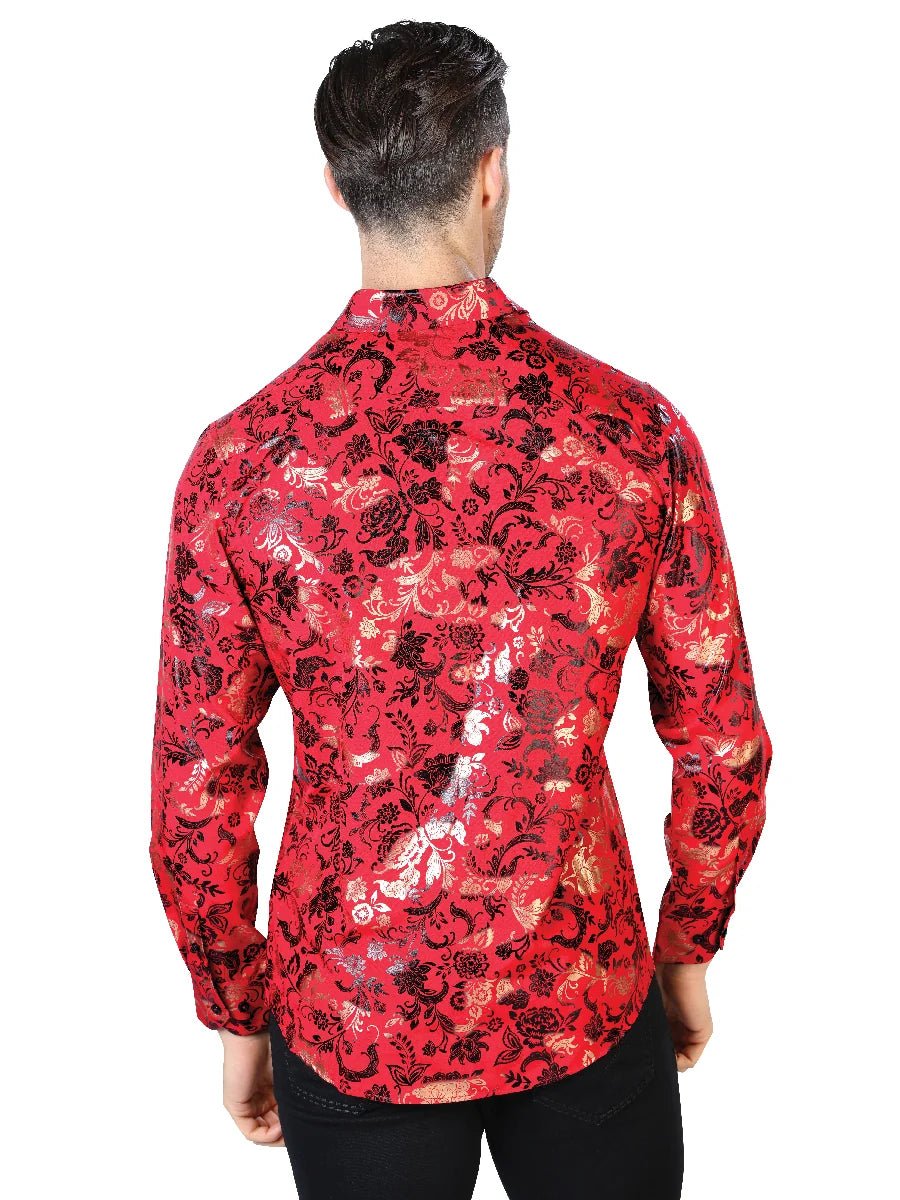 Red And Gold Casual Long Sleeve Shirt 44031 - OriginalWestern.com