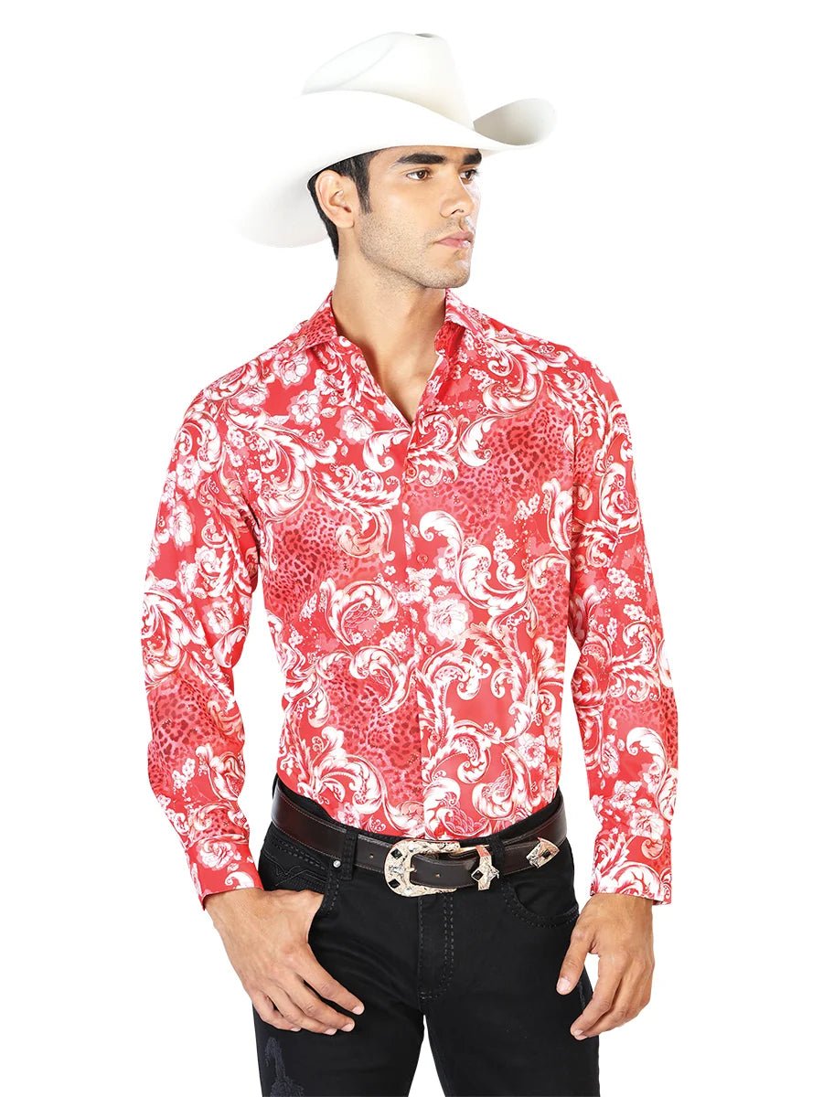 Red Casual Long Sleeve Shirt 43583 - OriginalWestern.com