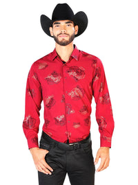 Red Casual Long Sleeve Shirt 43829 - OriginalWestern.com