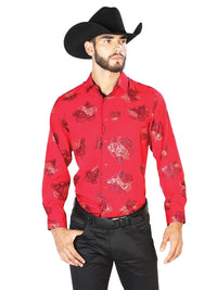 Red Casual Long Sleeve Shirt 43840 - OriginalWestern.com