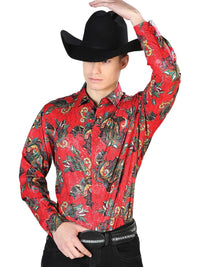 Red Casual Long Sleeve Shirt 43869 - OriginalWestern.com
