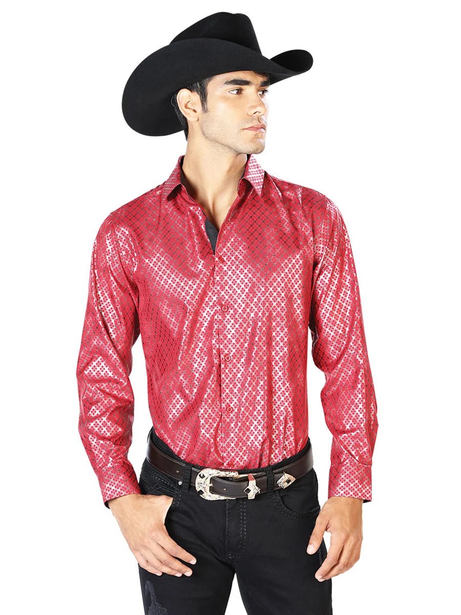 Red Casual Long Sleeve Western Cowboy Shirt 43574 - OriginalWestern.com