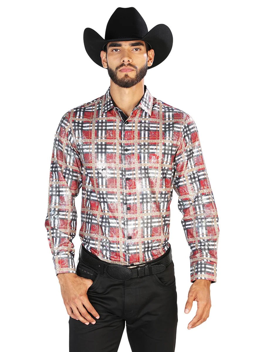 Red Checker Casual Long Sleeve Shirt 43816 - OriginalWestern.com