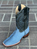 Red Diamonds Exotic Python Snakeskin Square Toe Cowboy Boots – Blue - OriginalWestern.com