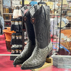 Red Diamonds Genuine Exotic Full Quill Ostrich Skin J-Toe Cowboy Boots – Gray - OriginalWestern.com