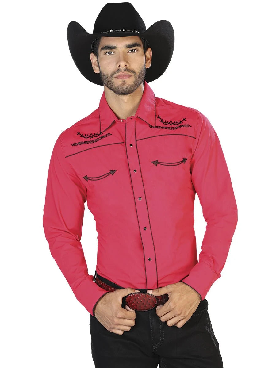 The General - Western Long Sleeve Shirt - Red 42952