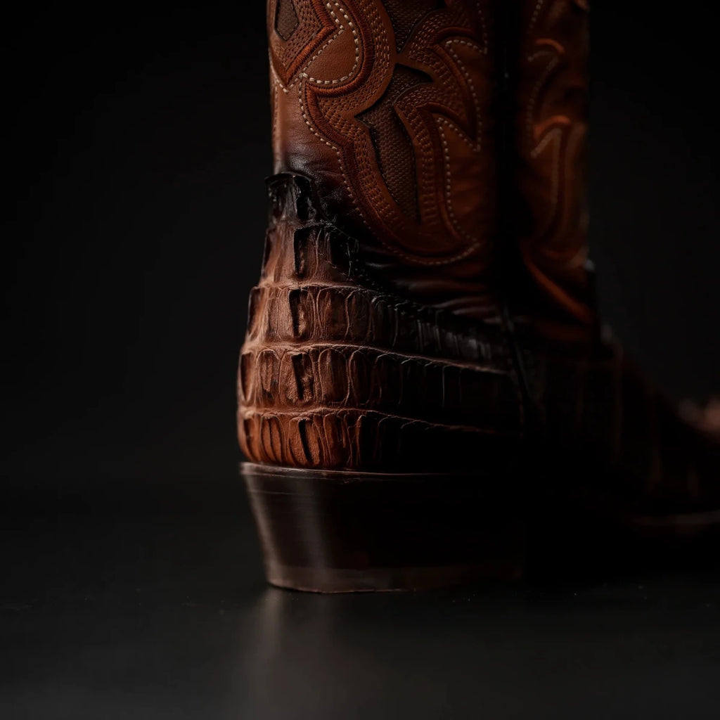 Rodeo Cartie Caiman Tail Print J - Toe Cowboy Boots - Faded Sand - OriginalWestern.com