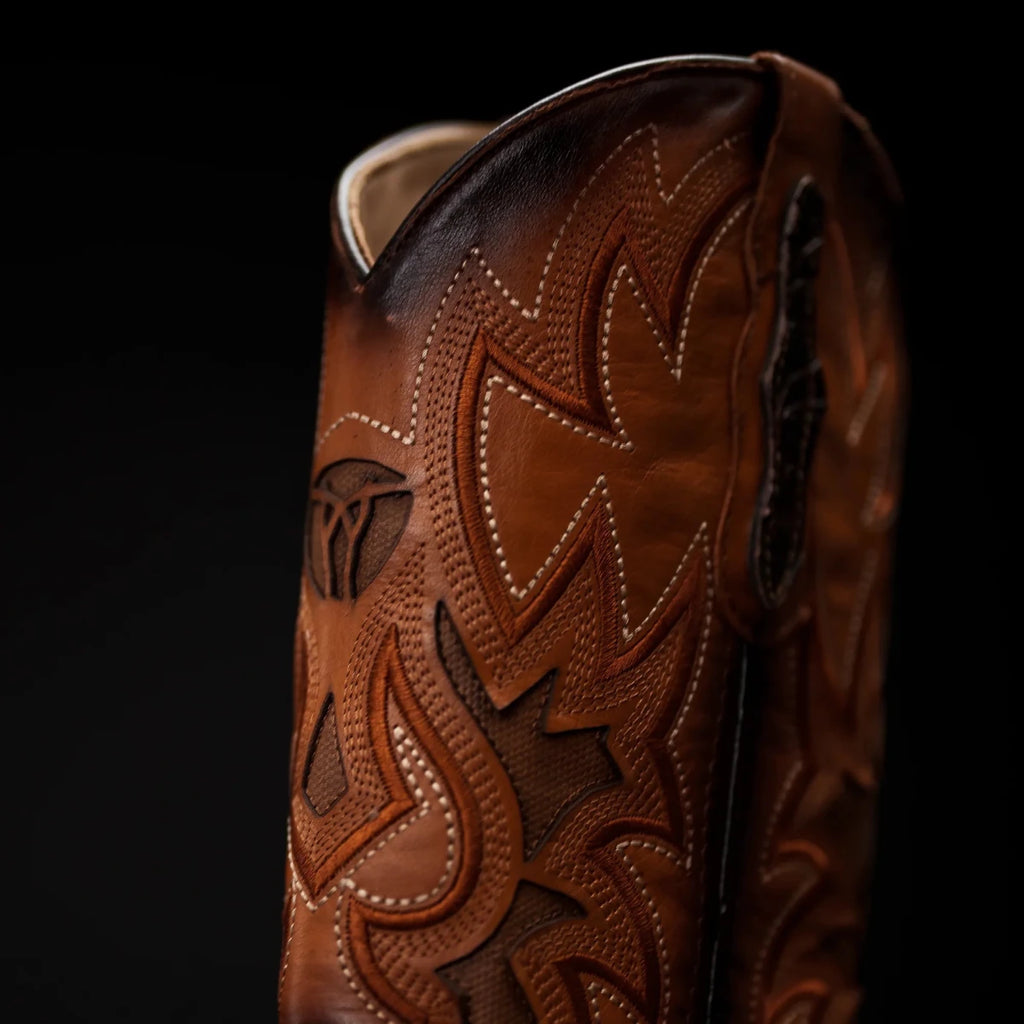 Rodeo Cartie Caiman Tail Print J - Toe Cowboy Boots - Faded Sand - OriginalWestern.com