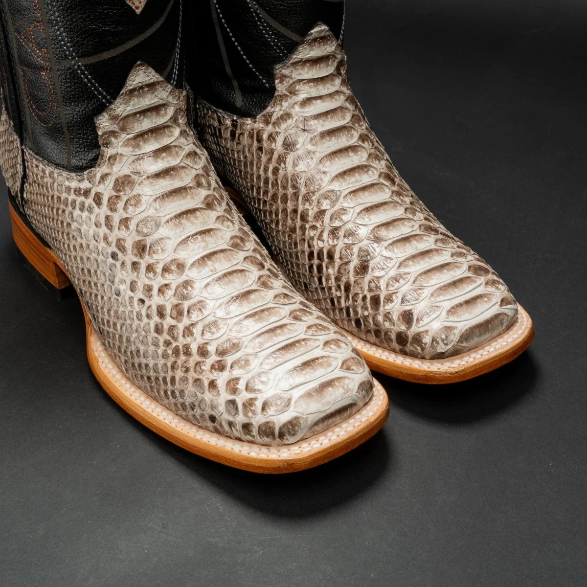 Rodeo Cartie Exotic Python Snakeskin Square Toe Western Cowboy Boots – Natural - OriginalWestern.com