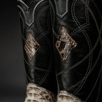 Rodeo Cartie Exotic Python Snakeskin Square Toe Western Cowboy Boots – Natural - OriginalWestern.com