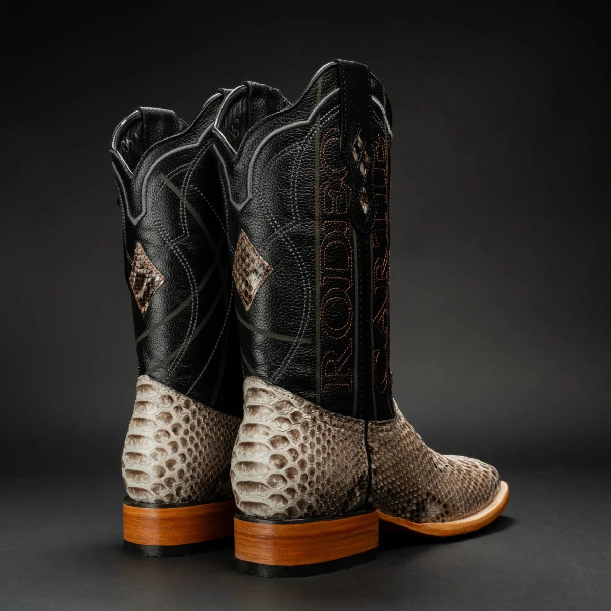 Rodeo Cartie Exotic Python Snakeskin Square Toe Western Cowboy Boots – Natural - OriginalWestern.com