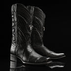 Rodeo Cartie Genuine Exotic American Alligator Skin Dubai Square Toe Cowboy Boots - Black - OriginalWestern.com