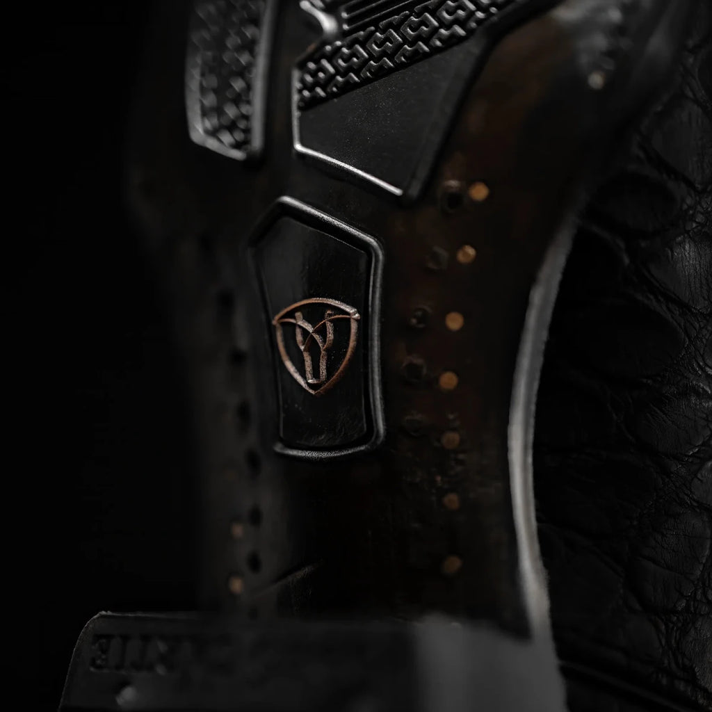 Rodeo Cartie Genuine Exotic American Alligator Skin Dubai Square Toe Cowboy Boots - Black - OriginalWestern.com