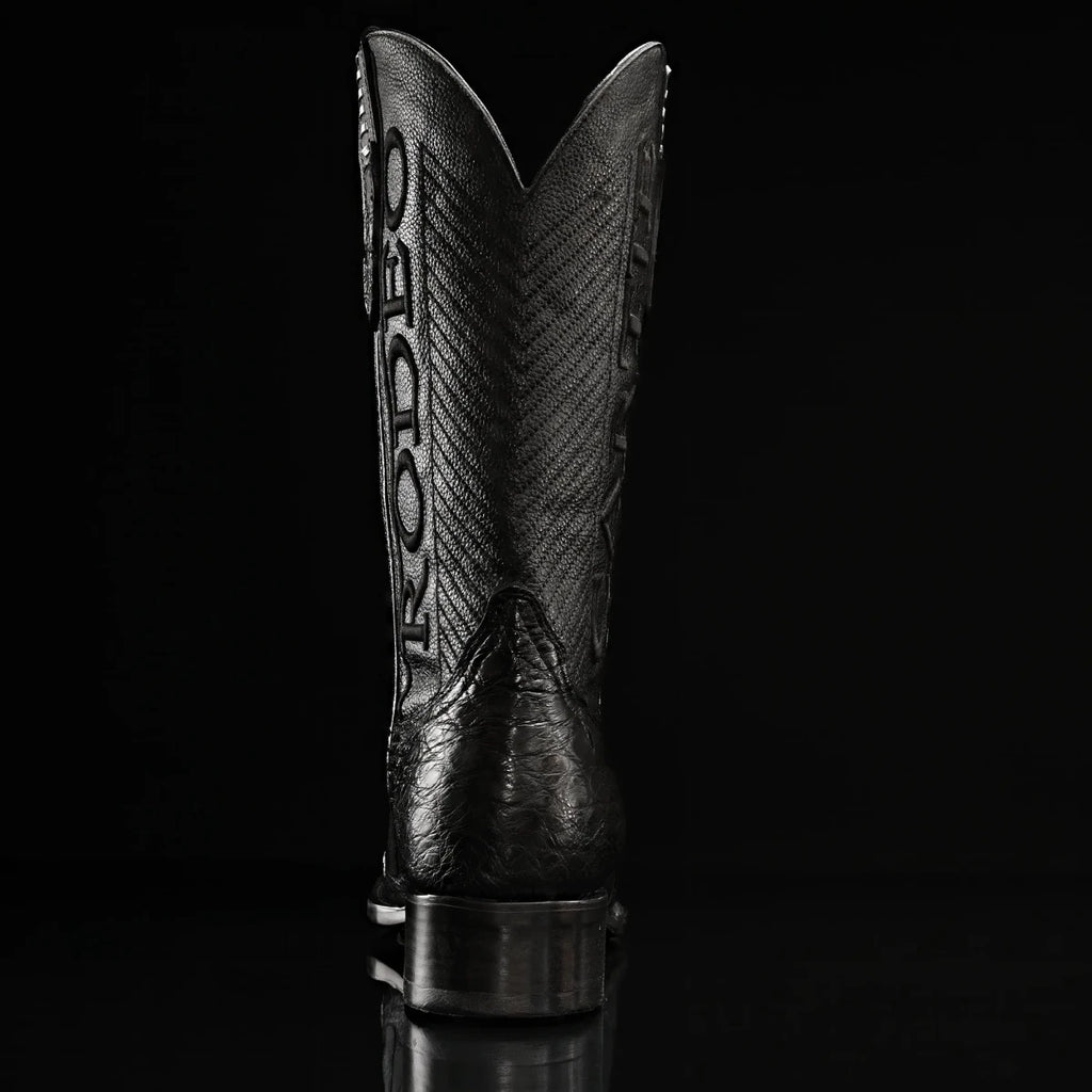 Rodeo Cartie Genuine Exotic American Alligator Skin Dubai Square Toe Cowboy Boots - Black - OriginalWestern.com