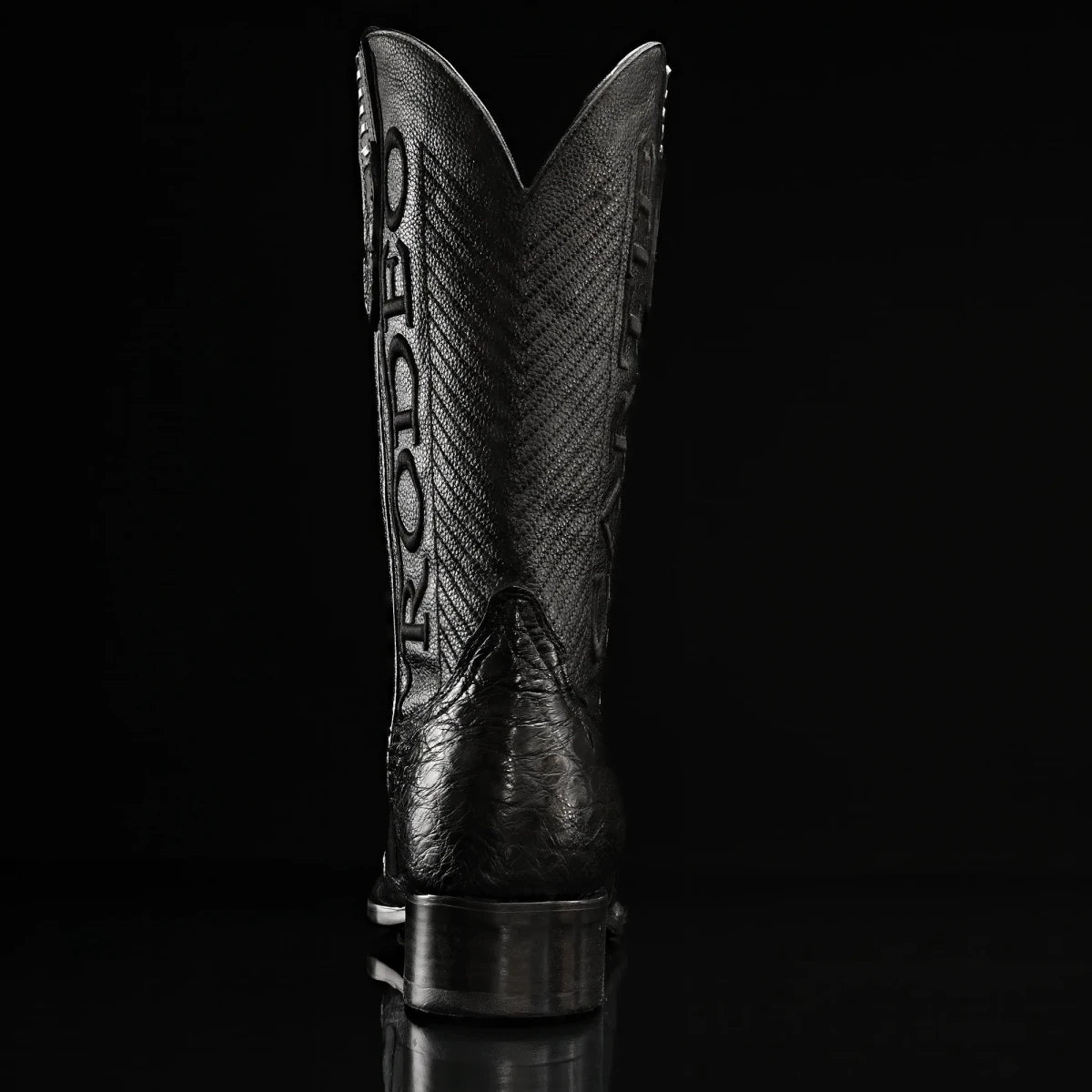 Rodeo Cartie Genuine Exotic American Alligator Skin Dubai Square Toe Cowboy Boots - Black - OriginalWestern.com