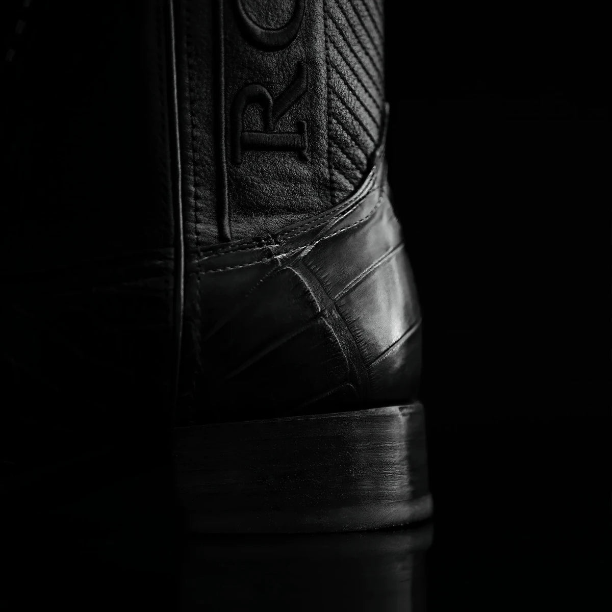 Rodeo Cartie Genuine Exotic American Alligator Skin Dubai Square Toe Cowboy Boots - Black - OriginalWestern.com