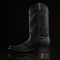 Rodeo Cartie Genuine Exotic American Alligator Skin Dubai Square Toe Cowboy Boots - Black - OriginalWestern.com