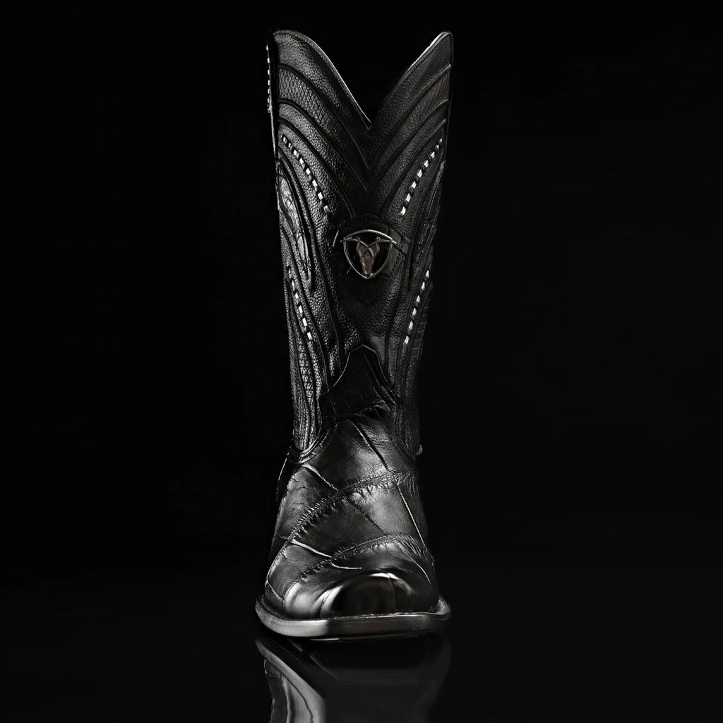 Rodeo Cartie Genuine Exotic American Alligator Skin Dubai Square Toe Cowboy Boots - Black - OriginalWestern.com
