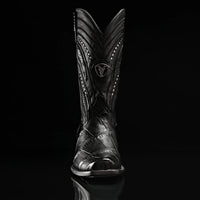 Rodeo Cartie Genuine Exotic American Alligator Skin Dubai Square Toe Cowboy Boots - Black - OriginalWestern.com