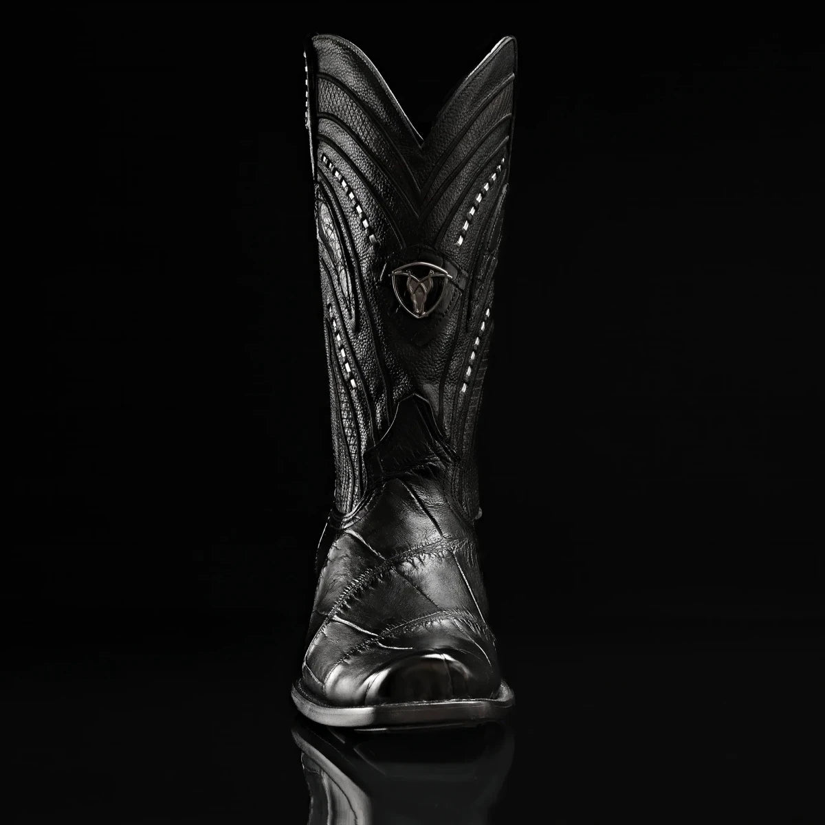 Rodeo Cartie Genuine Exotic American Alligator Skin Dubai Square Toe Cowboy Boots - Black - OriginalWestern.com