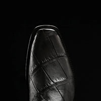 Rodeo Cartie Genuine Exotic American Alligator Skin Dubai Square Toe Cowboy Boots - Black - OriginalWestern.com