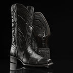 Rodeo Cartie Genuine Exotic American Alligator Skin Dubai Square Toe Cowboy Boots - Black - OriginalWestern.com