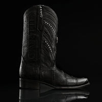 Rodeo Cartie Genuine Exotic American Alligator Skin Dubai Square Toe Cowboy Boots - Black - OriginalWestern.com