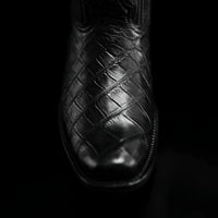 Rodeo Cartie Genuine Exotic American Alligator Skin Dubai Square Toe Cowboy Boots - Black - OriginalWestern.com