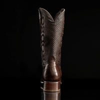 Rodeo Cartie Genuine Exotic American Alligator Skin Dubai Square Toe Cowboy Boots - Brown - OriginalWestern.com