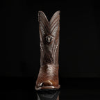 Rodeo Cartie Genuine Exotic American Alligator Skin Dubai Square Toe Cowboy Boots - Brown - OriginalWestern.com