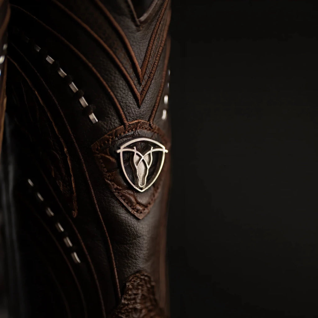 Rodeo Cartie Genuine Exotic American Alligator Skin Dubai Square Toe Cowboy Boots - Brown - OriginalWestern.com