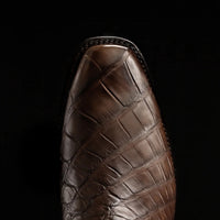 Rodeo Cartie Genuine Exotic American Alligator Skin Dubai Square Toe Cowboy Boots - Brown - OriginalWestern.com