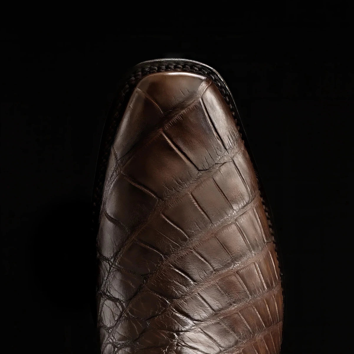 Rodeo Cartie Genuine Exotic American Alligator Skin Dubai Square Toe Cowboy Boots - Brown - OriginalWestern.com
