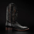 Rodeo Cartie Hornback Caiman Print Square Toe Cowboy Boots - Black - OriginalWestern.com