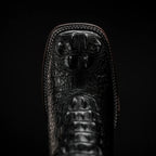 Rodeo Cartie Hornback Caiman Print Square Toe Cowboy Boots - Black - OriginalWestern.com