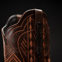 Rodeo Cartie Hornback Caiman Print Square Toe Cowboy Boots - Brown - OriginalWestern.com