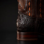 Rodeo Cartie Hornback Caiman Print Square Toe Cowboy Boots - Brown - OriginalWestern.com