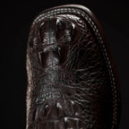 Rodeo Cartie Hornback Caiman Print Square Toe Cowboy Boots - Brown - OriginalWestern.com