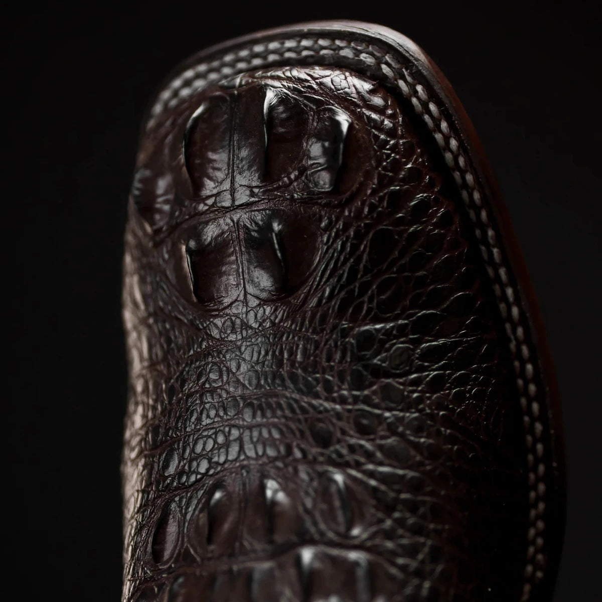 Rodeo Cartie Hornback Caiman Print Square Toe Cowboy Boots - Brown - OriginalWestern.com