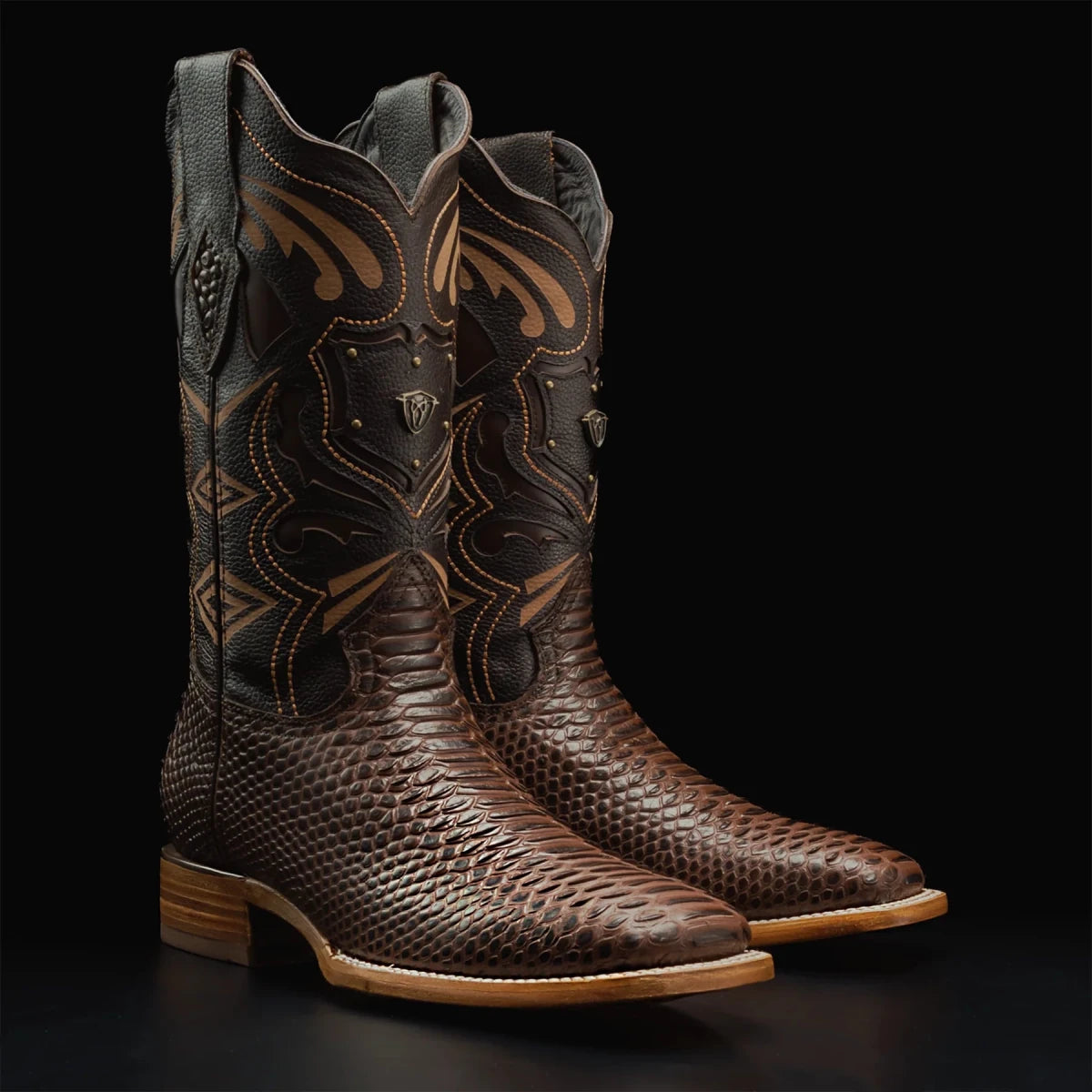 Rodeo Cartie Mamba Phyton Snakeskin Print Tribute Square Toe Boots – Tobacco - OriginalWestern.com